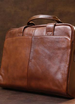 Кожаная мужская сумка для ноутбука vintage 20470 коричневый7 фото