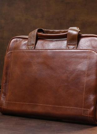 Кожаная мужская сумка для ноутбука vintage 20470 коричневый6 фото