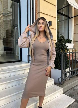 Костюм комплект, платье + кофта / зп худи2 фото