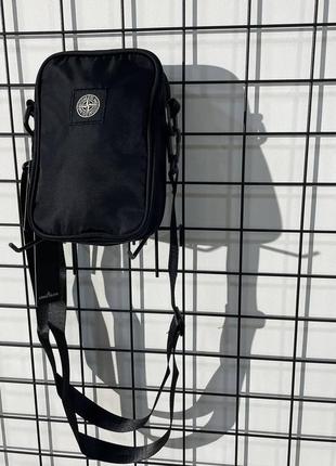 Месенджер stone island стон ісланд черний сумка барсетка