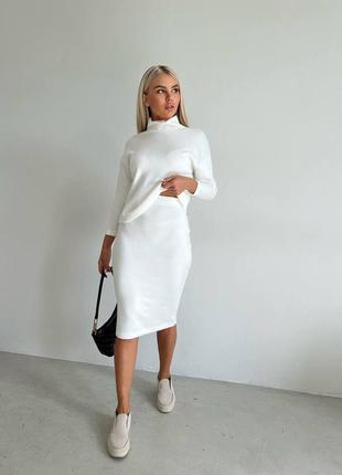 Женский теплый космюм с юбкой миди ангора осень деми зима