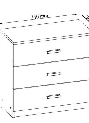 Комод с 3-мя выдвижными ящиками 71 см, цвет "дуб" матовий, 7trav4 фото
