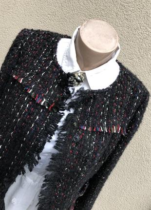 Твидовый,шерсть жакет,пиджак,блейзер с бахромой в стиле шанель9 фото