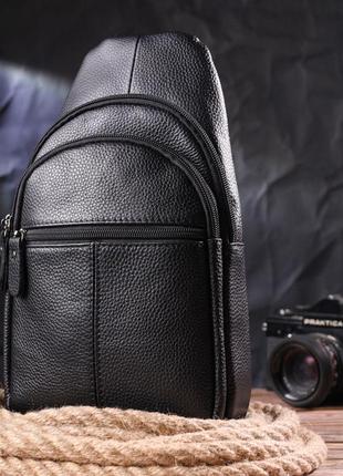 Современная мужская сумка через плечо из натуральной кожи 21307 vintage черная6 фото