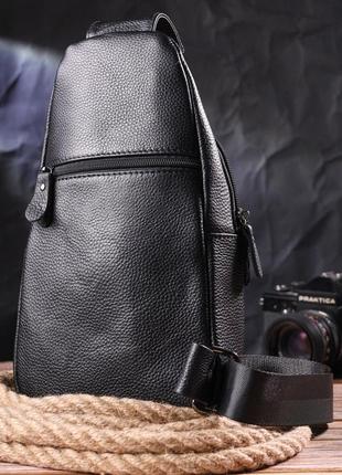 Современная мужская сумка через плечо из натуральной кожи 21307 vintage черная7 фото