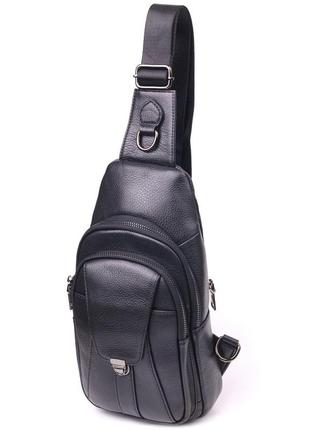 Интересная мужская сумка через плечо из натуральной кожи 21397 vintage черная