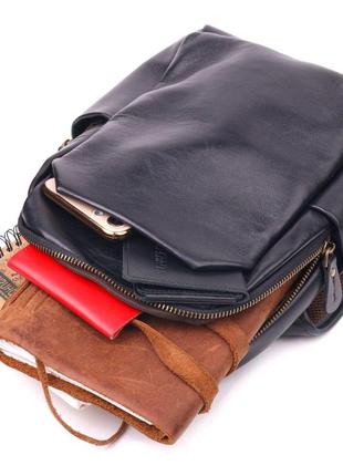 Превосходная сумка мужская через плечо из натуральной гладкой кожи 21286 vintage черная6 фото