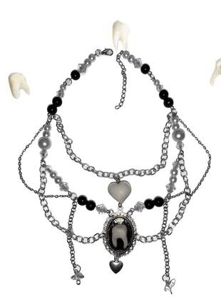 Готичне намисто з зубиком alt drain goth rock dreamcore y2k grunge вінтаж lolita hello kitty