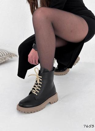 Стильні чорні зимові жіночі черевики високі,берци,шкіряні/шкіра-жіноче взуття на зиму4 фото