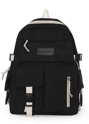 Рюкзак школьный стильный городской однотонный чёрный с водонепроницаемой пропиткой унисекс2 фото