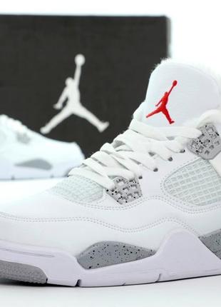 Зимние женские кроссовки nike air jordan 4 winter white grey (мех) 36