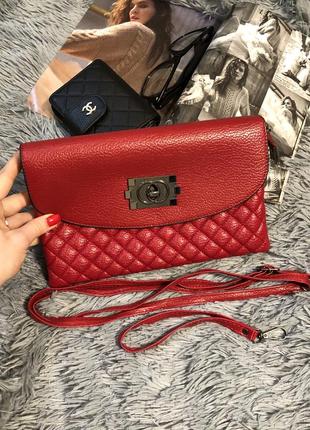 Красная стёганная мини-сумочка из эко-кожи2 фото