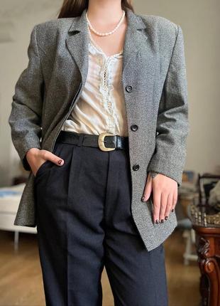 Винтажный серый пиджак laura lebek жакет старинный ретро раритет женский3 фото
