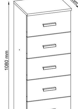Комод узкий с 5-мя выдвижным ящиком, цвет матовий дуб4 фото