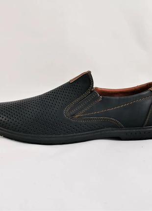 Мужские мокасины летние сеточка черные туфли (размеры: 43)5 фото