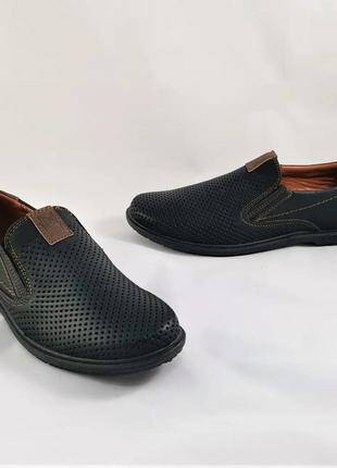 Мужские мокасины летние сеточка черные туфли (размеры: 43)8 фото