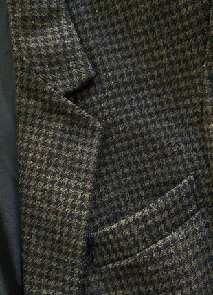 Винтажный в клетку пиджак жакет женский на осень серый коричневый ретро раритет7 фото