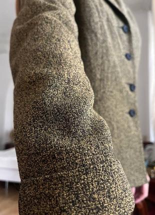Винтажный в клетку пиджак жакет женский на осень серый коричневый ретро раритет4 фото