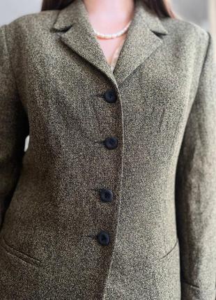 Винтажный в клетку пиджак жакет женский на осень серый коричневый ретро раритет5 фото