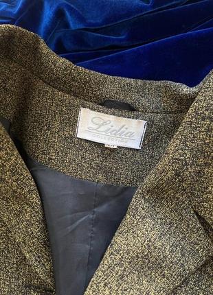 Винтажный в клетку пиджак жакет женский на осень серый коричневый ретро раритет7 фото