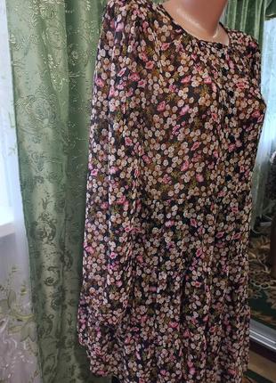 Шикарное, ярусное  платье оверсайз в цветочный принт2 фото