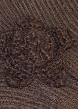 Брендовое коричневое пончо накидка с брошкой и бахромой florence&fred акрил4 фото