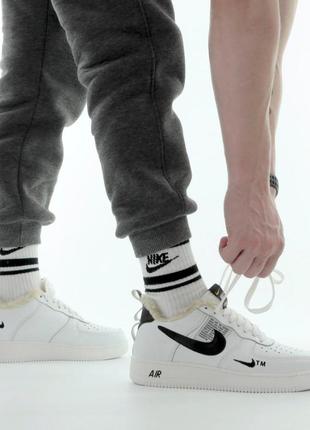 Зимние женские кроссовки nike air force 1 low white black (мех) 36-37-409 фото