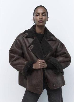 Дубленка авиатор косуха zara
