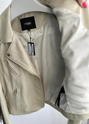 Кремова шкіряна куртка косуха французького бренда maje8 фото