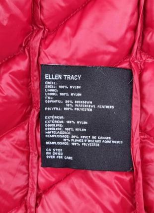 Пуховая куртка ellen tracy парка пуховик красный с пояском женский7 фото