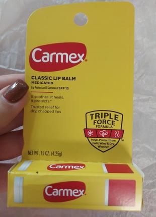 Классический бальзам для губ, лечебный, spf 15, 4,25 г carmex classic lip balm1 фото