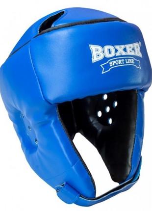 Шолом карате boxer l шкіра синій