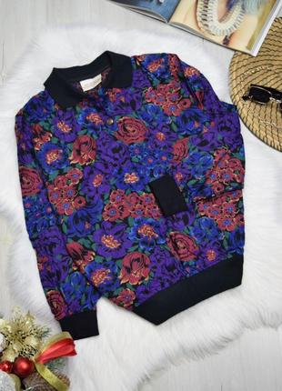 Блуза винтажная поло блузка цветочный принт