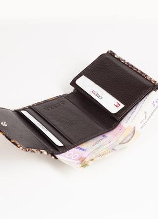 Маленький женский кожаный кошелек karya 2020-530 "под рептилию" коричневый5 фото