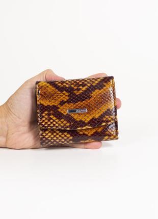 Маленький женский кожаный кошелек karya 2020-530 "под рептилию" коричневый8 фото