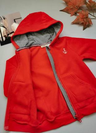 Флиска 86см тепла флисовая кофточка олимпийка кофта на замке с капюшоном