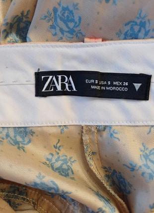 Фирменные zara стильные брюки/штаны в мелкий яркий цветочный принт, размер с-м10 фото