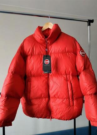 Новый оверсайз пуховик colmar италия супер тренд куртка унисекс puffer пуффер красный2 фото