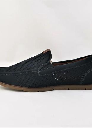 Мужские мокасины летние кроссовки сеточка туфли черные (размеры: 41,43)5 фото