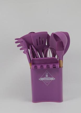 Кухонна утварь, 12 предметів, силіконовий, фіолетовий2 фото