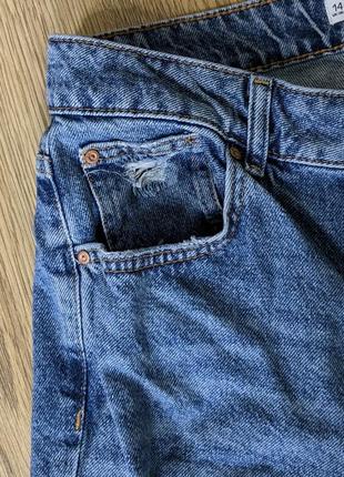 Брюки джинсовые с дирами синие☔6 фото