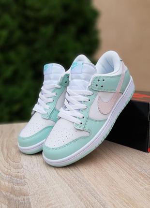 Женские кроссовки nike sb dunk low white green1 фото