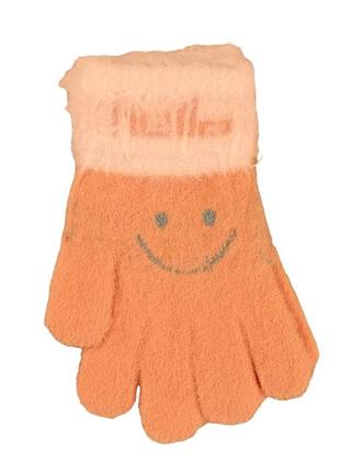Детские перчатки альпака hello smile 5-7 лет осень-зима абрикосовый4 фото