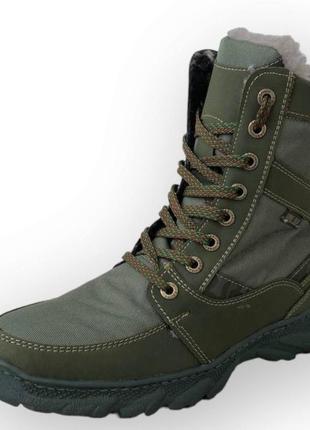 Ботинки берцы мужские зеленые зимние (бс-22зл)