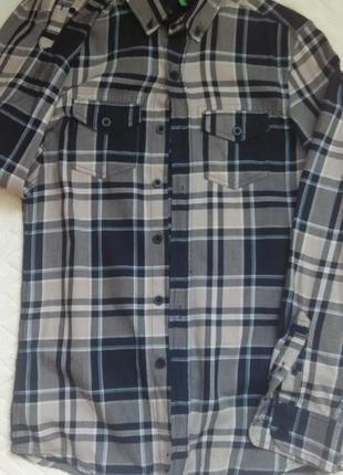 Сорочка фланельова beneton, разм.s/ch, зріст 170, 100% бавовна