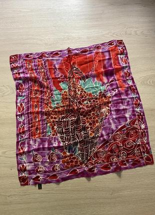 Винтажный шелковый японский шарф/ платок ручная работа anna benham (нюанс)