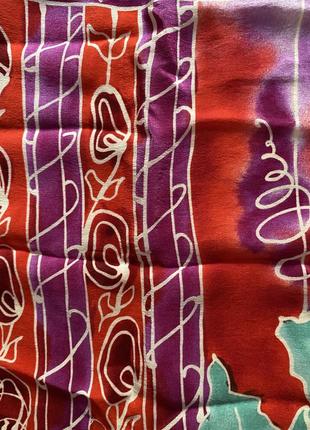 Вінтажний шовковий японський шарф/ хустка ручна робота anna benham ( нюанс)9 фото