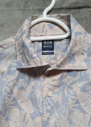 Шикарная брендовая хлопковая рубашка boggi milano!1 фото