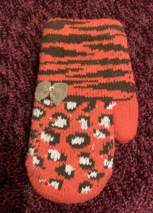 Теплые двойные варежки