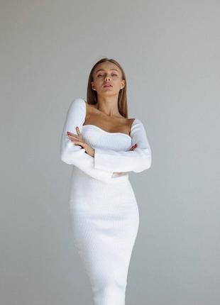 Сукня плаття вʼязка чорна біла міді максі 120 см довга люкс9 фото